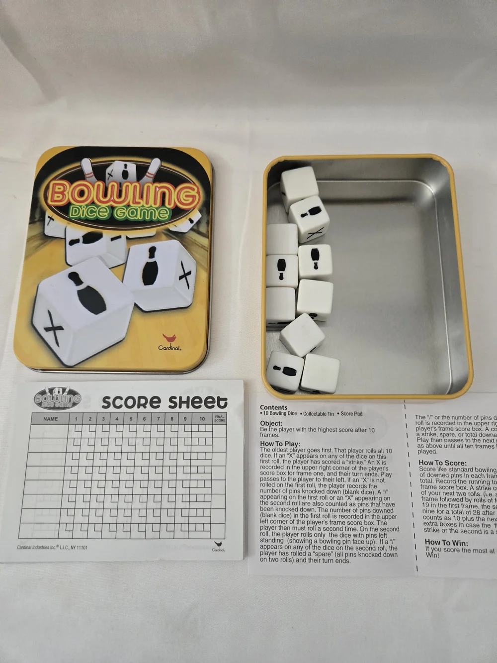 Cardinal Bowling Dice Game - Yellow Tin